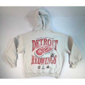 Vintage Hockey Detroit Red Wings Hoodie XS Campbell Conference NHL Grey Graphic